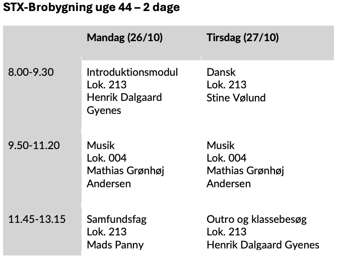 STX brobygning 2 dage uge 44