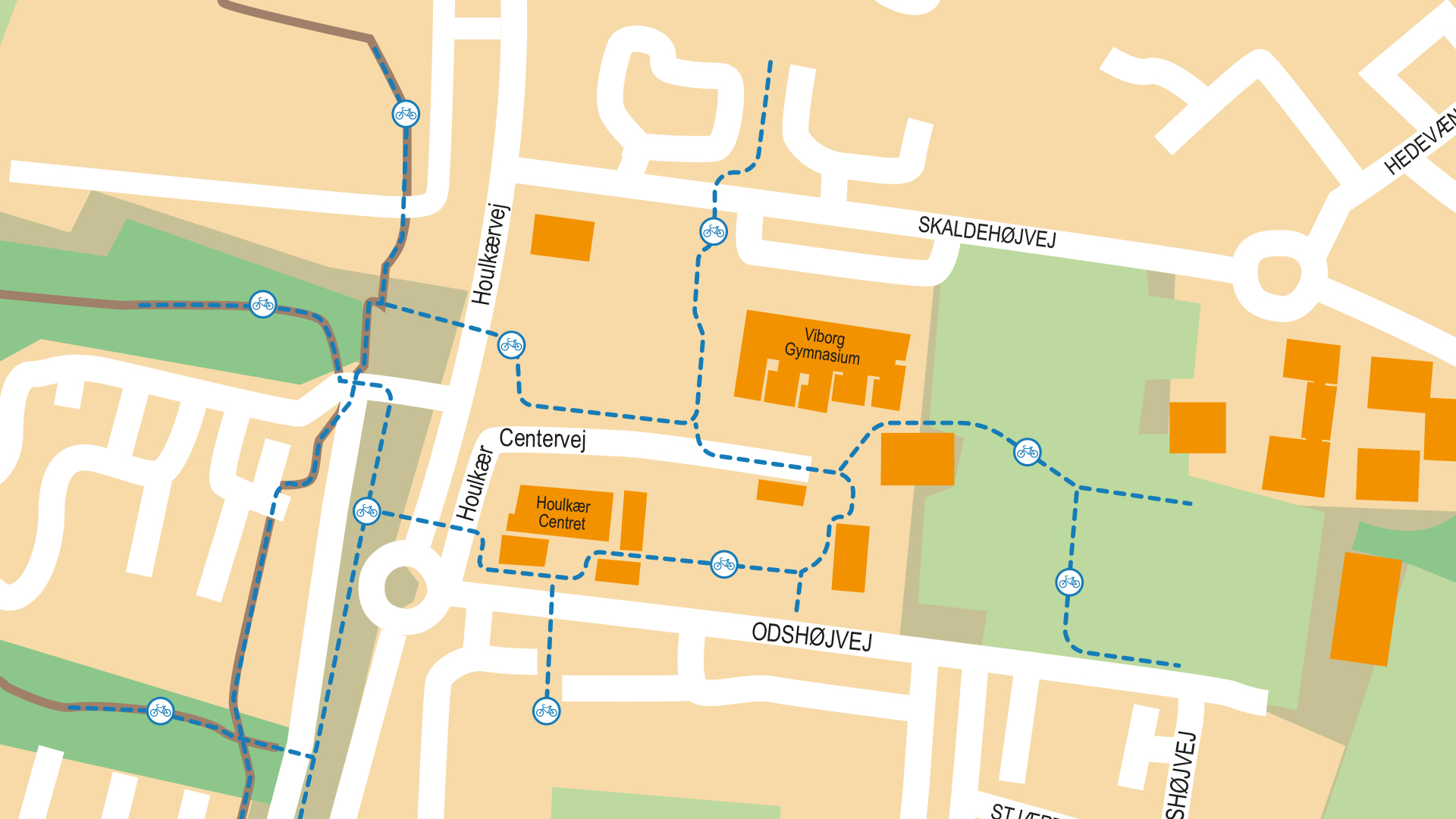 Viborg Gymnasium kort over cykelstier